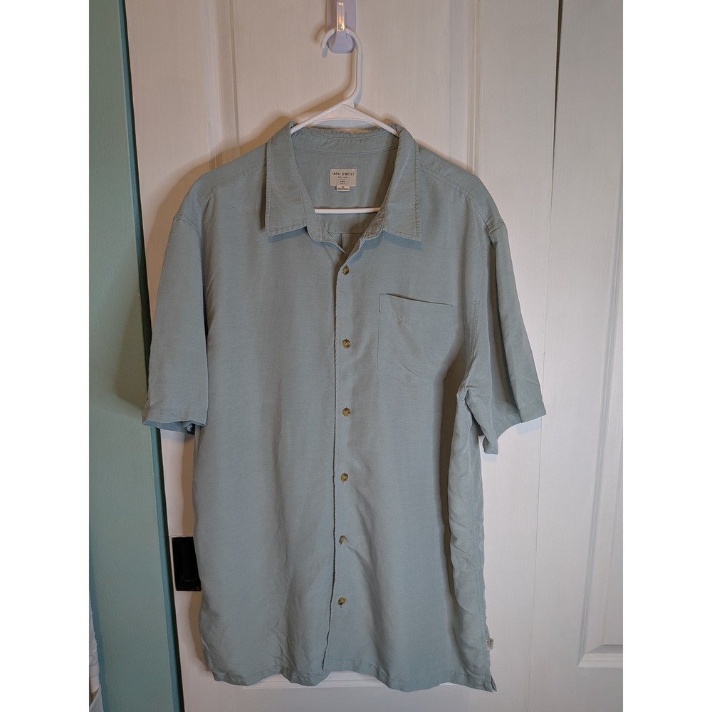 Jack O'Neill Mens XL Relaxed Fit Short Sleeve Button Down Shirt Sage Green Rayon